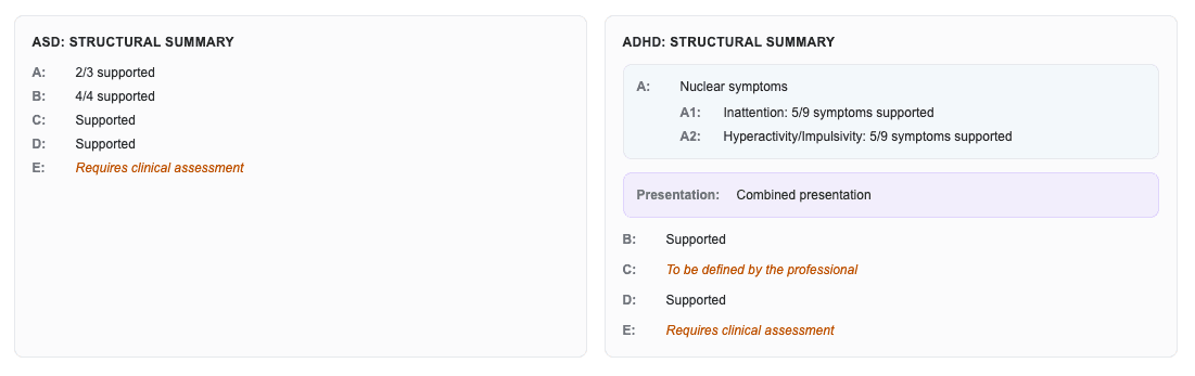 Lira app screenshot — DSM-5-TR aligned
